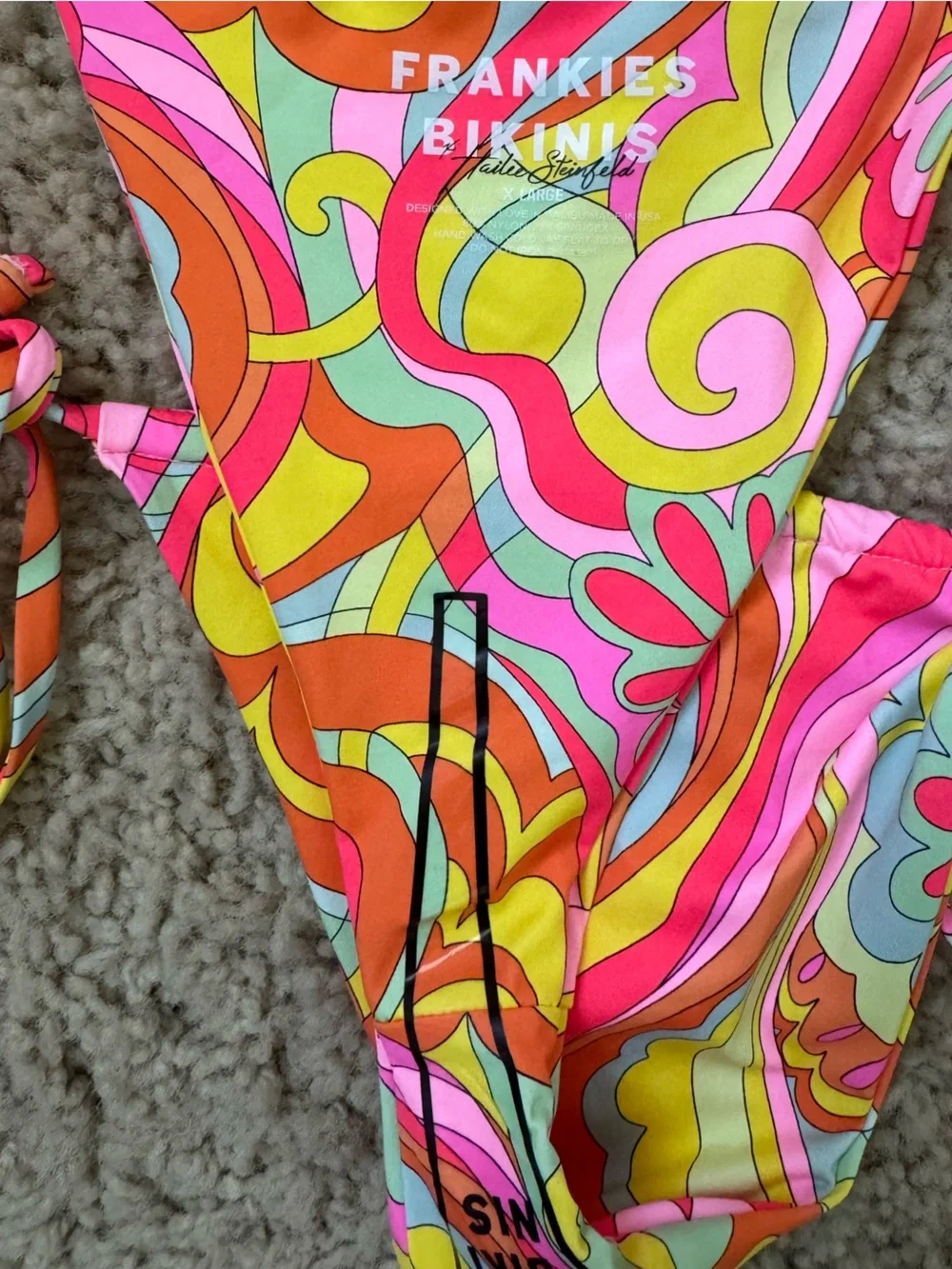 Frankie's Bikinis Neon Swirl String Bikini Bottom - Pink, Orange, Yellow, Aqua
